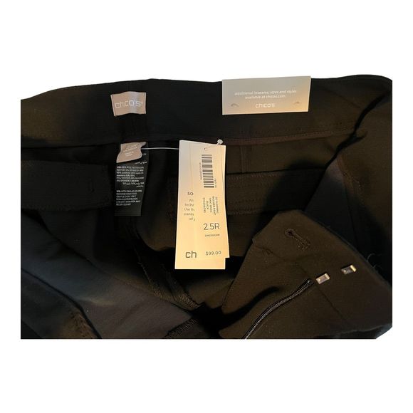 Chicos So Slimming Classic Trouser Black Pants Womens Size 2.5R 14R New w/ Tags - Picture 7 of 10